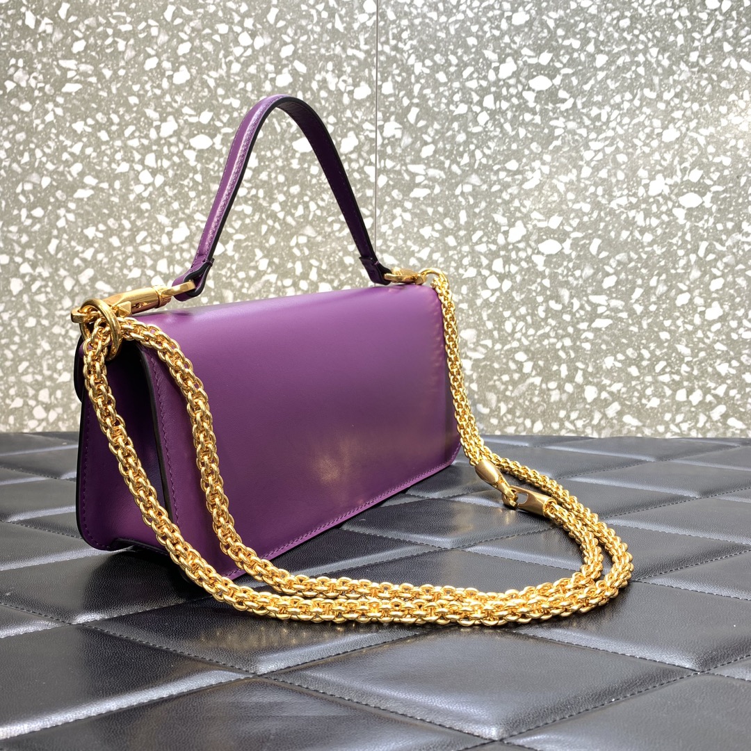 Valentino Garavani Loco Shoulder Bag in Purple Calfskin Leather